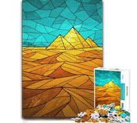 1000 Piece Jigsaw Puzzle for Adults, Egyptian Pyramids Stained Glass Art