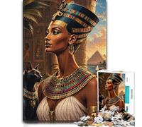 1000 Piece Jigsaw Puzzle for Adults, Egyptian Queen Black Cat Pyramid | As a Christmas gift idea: Adult jigsaw puzzle with 1000 pieces works as both a festive gift and an indoor activity.