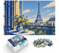 1000 Piece Jigsaw Puzzle for Adults, Eiffel Tower view from window, Paris | For adults who enjoy puzzles over the holidays, this adult jigsaw puzzle with 1000 pieces fits long December evenings.