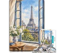 1000 Piece Jigsaw Puzzle for Adults, Eiffel Tower view from window, Paris | For shared winter evenings: Adult jigsaw puzzle with 1000 pieces gives adults a calm winter activity.