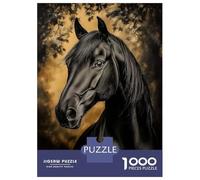 1000 Piece Jigsaw Puzzle for Adults Elegant Black Horse Portrait Jigsaw Toy Wall Decor Difficult Hard Unique Gifts for Birthday And Christmas 38x26cm/1000pcs