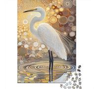 1000-Piece Jigsaw Puzzle for Adults, Elegant Crane Artwork, 38x26cm/1000pcs, Smooth White Cardboard Pieces; for Relaxed Evenings at The Table