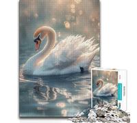 1000 Piece Jigsaw Puzzle for Adults Elegant Swan in Serene Water Presents for Women Impossible Game for Age 14+ Game 50x75cm