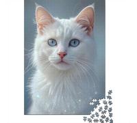 1000 Piece Jigsaw Puzzle for Adults, Elegant White Cat with Blue Eyes | For cold evenings at home: Adult jigsaw puzzle with 1000 pieces; for a gift that can be enjoyed well beyond the holidays.