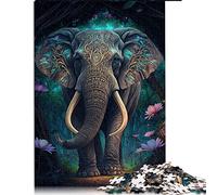 1000 Piece Jigsaw Puzzle for Adults Elephant colorful animal Jigsaw Puzzles for Adults Kids Wooden Jigsaw Puzzles Educational Game Challenge Toy （Size 50x75cm）