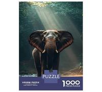 1000 Piece Jigsaw Puzzle for Adults Elephant in A Sunlit Forest Stream Puzzles for Adults Toy Wall Decor Presents for Women Difficult And Challenge 52x38cm/1000pcs