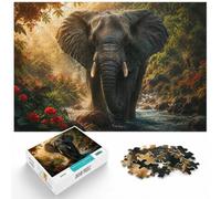 1000 Piece Jigsaw Puzzle for Adults, Elephant in Floral Jungle | For holiday gatherings and quieter moments: Adult jigsaw puzzle with 1000 pieces turns winter downtime into puzzle time.