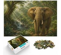 1000 Piece Jigsaw Puzzle for Adults, Elephant in Lush Green Jungle | For after-work downtime: Adult jigsaw puzzle with 1000 pieces; with the complete challenge to keep the challenge engaging.