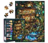 1000 Piece Jigsaw Puzzle for Adults Enchanted Treehouse Puzzle Magical Forest Art Crafts Whimsical Fairy Tale Jigsaw Puzzles Fantasy Puzzles Well Packaged Gift for Family Friends 50.5x70.5cm