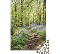 1000-Piece Jigsaw Puzzle for Adults, Enchanting Bluebell Forest Path, 38x26cm/1000pcs, Screen-Free Winter Activity, Home Relaxation And Time at Home