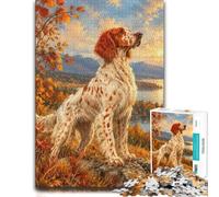 1000 Piece Jigsaw Puzzle for Adults, English Setter Autumn Mountain Lake | For shared winter evenings: Adult jigsaw puzzle with 1000 pieces works as both a festive gift and an indoor activity.