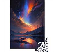 1000-Piece Jigsaw Puzzle for Adults, Epic Blue And Orange Sky, 38x26cm/1000pcs; Low-dust White Cardboard Pieces; Tabletop Entertainment at Home