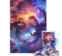 1000 Piece Jigsaw Puzzle for Adults Epic Space Dragon Battle Jigsaw for Adults Brain Teaser Game Enhance Memory Parent-child Interaction (Size 38x52cm)