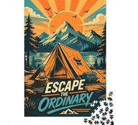 1000 Piece Jigsaw Puzzle for Adults, Escape the Ordinary Camping Poster