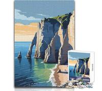 1000 Piece Jigsaw Puzzle for Adults Etretat Cliffs, Normandy Coast, France Brainteaser Family Games But Fun And Humorous Educational Toy Size 38x52cm