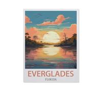1000 Piece Jigsaw Puzzle for Adults，Everglades Florida Vintage Travel Posters，Paper Puzzle - for Adults Teens Educational Toys Gifts 38x52cm-CD100