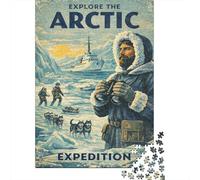 1000 Piece Jigsaw Puzzle for Adults, Explore The Arctic Expedition Vintage, 70x50cm/1000pcs, Winter Indoor Activity, Home Relaxation And Cosy Evenings