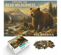 1000 Piece Jigsaw Puzzle for Adults, Explore the Bear Wilderness Vintage | For puzzle time at home, this adult jigsaw puzzle with 1000 pieces fits quiet evenings and weekends.