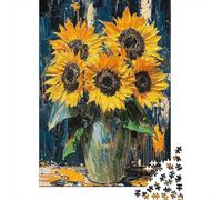 1000-Piece Jigsaw Puzzle for Adults, Expressionist Sunflowers - Bold Contemporary Art Reinterpretation, 70x50cm/1000pcs, Family Activity, Time Around The Table And Couples And Families