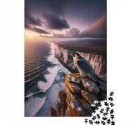 1000-Piece Jigsaw Puzzle for Adults, Falcon on Cliffside at Sunset, 38x26cm/1000pcs, Gift for Puzzle Lovers, Screen-Free Leisure And Evening Downtime