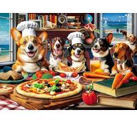 1000 Piece Jigsaw Puzzle for Adults & Families: Adorable Dogs Dinner Party - Challenging Relaxing Game Night Puzzle with Vibrant Colors, Fit Together Perfectly