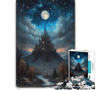1000 Piece Jigsaw Puzzle for Adults, Fantasy Castle Under Moonlight | Choose a gift idea for puzzle lovers for winter afternoons for puzzle fans.