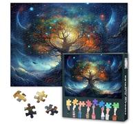 1000 Piece Jigsaw Puzzle for Adults Fantasy Tree and Glowing Moon Enchanted Night Landscape Art Puzzle Challenging Activity for Stress Relief 27.5x19.7 Inch