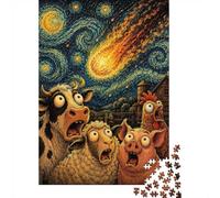 1000 Piece Jigsaw Puzzle for Adults, Farm Animals React to Meteor Shower, 38x26cm/1000pcs, Idea, Screen-Free Activity And Quiet Winter Weekends