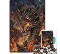 1000 Piece Jigsaw Puzzle for Adults, Fierce Dragon Breathing Fire | A New Year screen-free activity on early-year evenings for steady concentration.