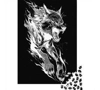 1000 Piece Jigsaw Puzzle for Adults, Fierce Wolf with Fiery Aura