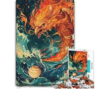 1000 Piece Jigsaw Puzzle for Adults, Fiery Phoenix Over Turbulent Seas | Enjoy a weekend puzzle activity on quiet evenings for calm focus.