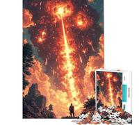 1000 Piece Jigsaw Puzzle for Adults Fiery Sky Pixel Art Landscape Jigsaw Puzzle Hands-on Game Pattern Assembly Parent-child Interaction (Size 38x52cm)