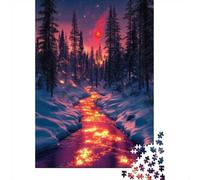 1000 Piece Jigsaw Puzzle for Adults, Fire River in Winter Forest
