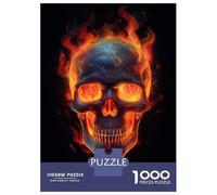 1000 Piece Jigsaw Puzzle for Adults Fire Skull Puzzles for Adults Fun Games Precision Cutting Difficult And Challenge 52x38cm/1000pcs