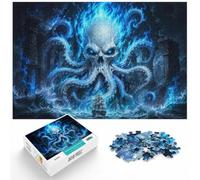 1000 Piece Jigsaw Puzzle for Adults, Flaming Skull Octopus Digital Art | For puzzle time at home: Adult jigsaw puzzle with 1000 pieces; when a calm, focused hobby suits the moment.