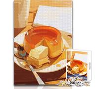 1000 Piece Jigsaw Puzzle for Adults Flan Dessert Still Life Illustration Educational Family Game Presents for Women Secret Santa Gifts Size 38x52cm