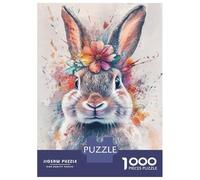 1000 Piece Jigsaw Puzzle for Adults Floral Bunny Art -1 Puzzles for Adults Fun Games Precision Cutting Difficult And Challenge 70x50cm/1000pcs