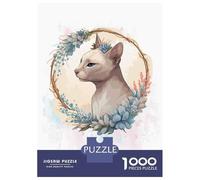 1000 Piece Jigsaw Puzzle for Adults Floral Tonkinese Cat Art Jigsaw Toy Wall Decor Difficult Hard Unique Gifts for Birthday And Christmas 38x26cm/1000pcs