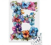 1000-Piece Jigsaw Puzzle for Adults, Flower Alphabet Letter E, 38x26cm/1000pcs, Screen-Free Winter Activity, Weekend Downtime And Time at Home