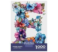 1000 Piece Jigsaw Puzzle for Adults, Flower Alphabet Letter E Artwork, Family Game Night, Gift for Adults, Precision Cut Pieces, 70x50cm/1000pcs