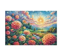 1000 Piece Jigsaw Puzzle for Adults Flower Field Sunset 75x50cm Stress Relief Puzzle for Office Workers Great for After Work Unwind Relaxation Hobby Gift