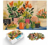 1000 Piece Jigsaw Puzzle for Adults, Flower Market Rome Illustration | For screen-free Christmas time, this adult jigsaw puzzle with 1000 pieces suits calm, screen-free leisure.
