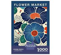 1000 Piece Jigsaw Puzzle for Adults, Flower Market Santorini Botanical Art Print Artwork, Challenging Brain Teaser, Christmas Family Activity, Precision Cut Pieces, 52x38cm/1000pcs