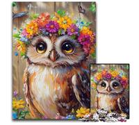 1000 Piece Jigsaw Puzzle for Adults Flowers Owl Wooden Puzzles for Home Decoration Gifts, Family Challenging Toy Perfect for Game Nights 50X75CM