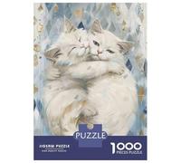 1000 Piece Jigsaw Puzzle for Adults Fluffy White Cats Hugging Adult Puzzles Toy Wall Decor Staycation Kill Time Birthday And Unique Gifts 70x50cm/1000pcs