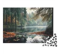 1000-Piece Jigsaw Puzzle for Adults, Forest Lake Reflections, 38x26cm/1000pcs; Low-dust White Pieces for Sorting; A Calm After-work Activity