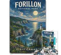 1000 Piece Jigsaw Puzzle for Adults, Forillon National Park Vintage Poster | As a Christmas gift idea: Adult jigsaw puzzle with 1000 pieces; for a gift that can be enjoyed well beyond the holidays.