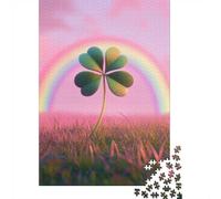 1000-Piece Jigsaw Puzzle for Adults, Four Leaf Clover Rainbow, 52x38cm/1000pcs, Relaxing Winter Hobby, Focused Screen-Free Time And Cosy Evenings