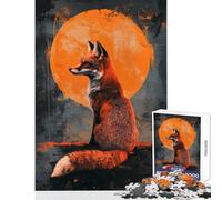 1000 Piece Jigsaw Puzzle for Adults Fox Moonlit Night Fun Interactive Family Experience Wonderful Holiday Giftsing Choice (38x26cm)