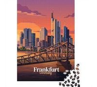 1000 Piece Jigsaw Puzzle for Adults, Frankfurt Germany Cityscape at Sunset | For longer puzzle sessions, this adult jigsaw puzzle with 1000 pieces suits calm, screen-free leisure.